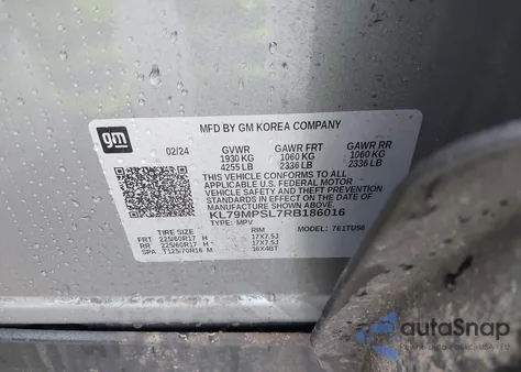 2024 Chevrolet Trailblazer Fwd Lt из США, поврежденный, VIN KL79MPSL7RB186016